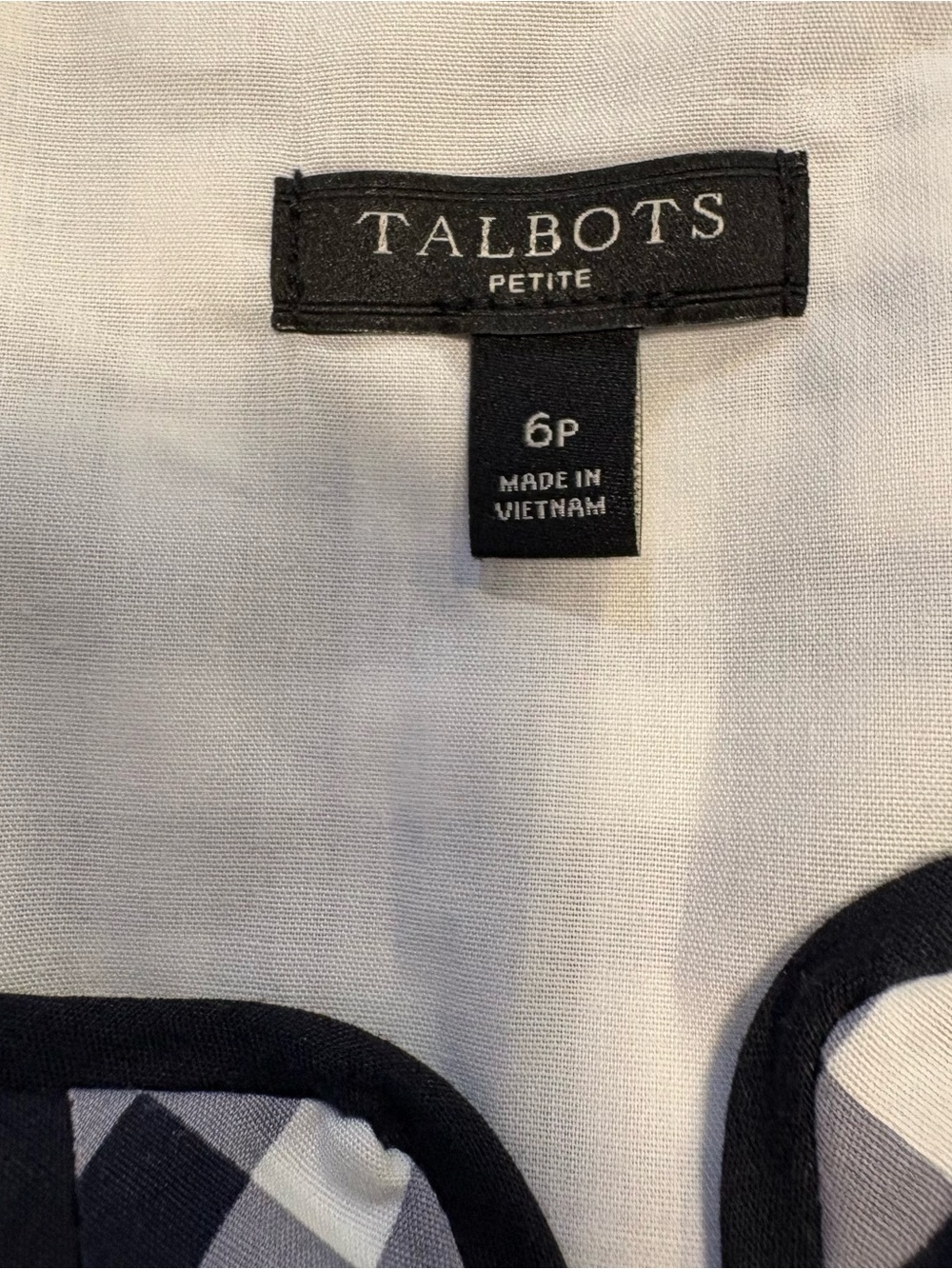 Talbots Petite 6P Navy Gingham Midi Fit & Flare Cotton Dress - Picture 6 of 8